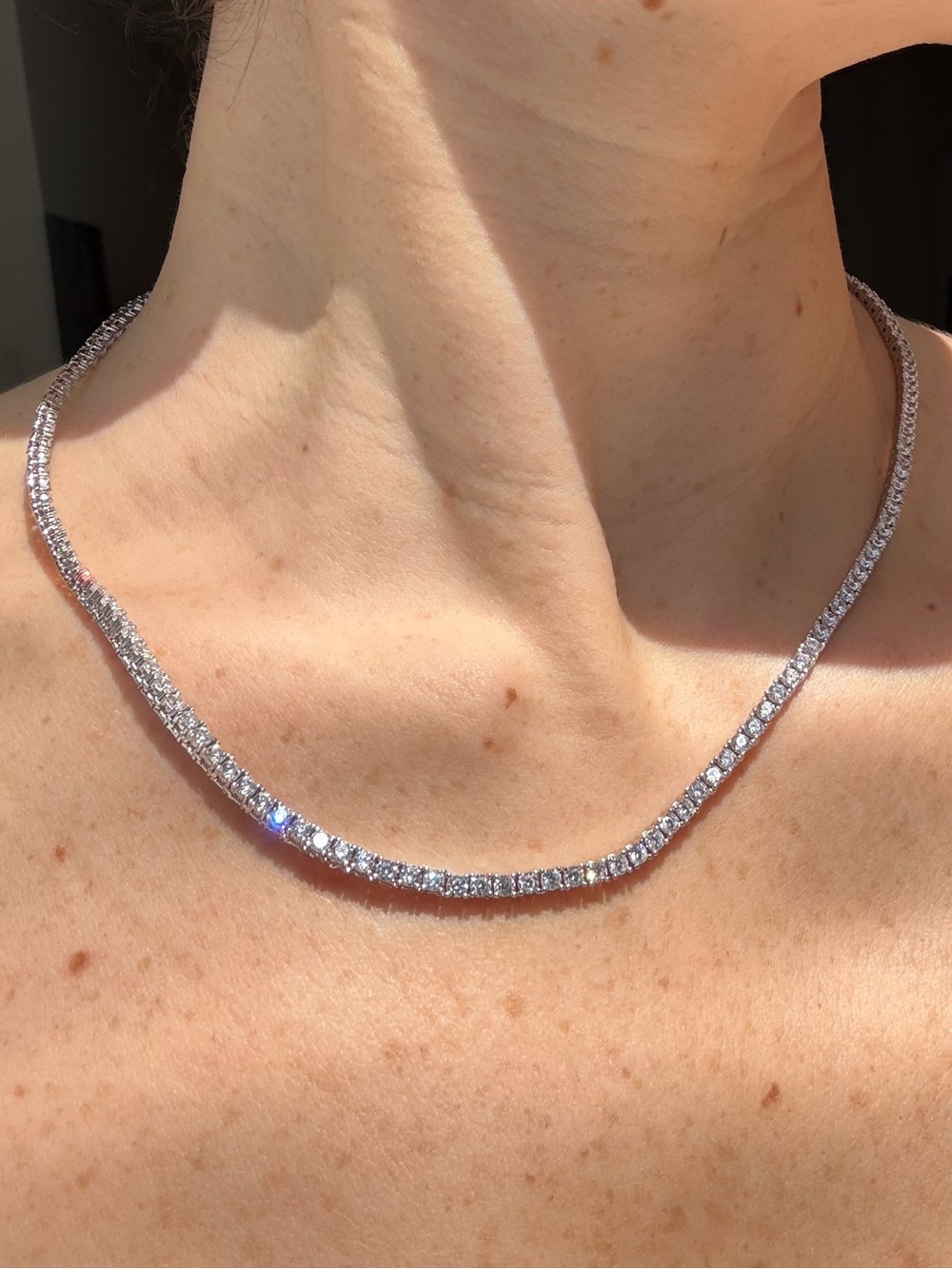 STERLING SILVER TENNIS NECKLACE 16” 2.5mm Carat